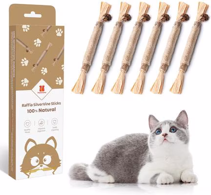 Natural Silvervine Stick Cat Chew Toys - 6 Count